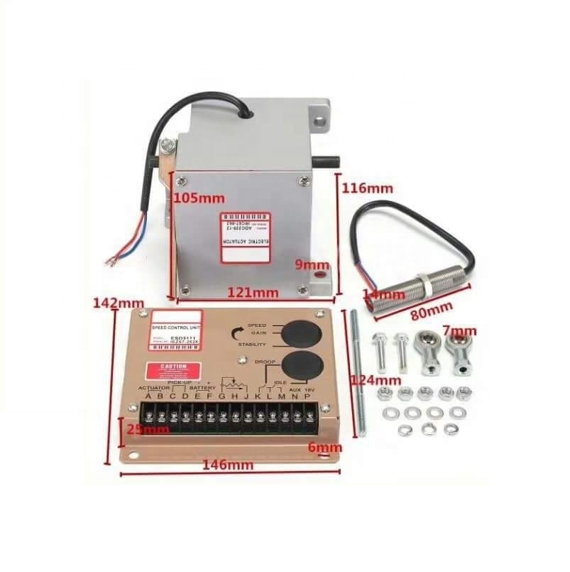 1 set Generator Actuator ADC120 12V 24V with Governor ESD5500E  speed controller  Pickup Sensor 3034572/msp675 For Diesel engine